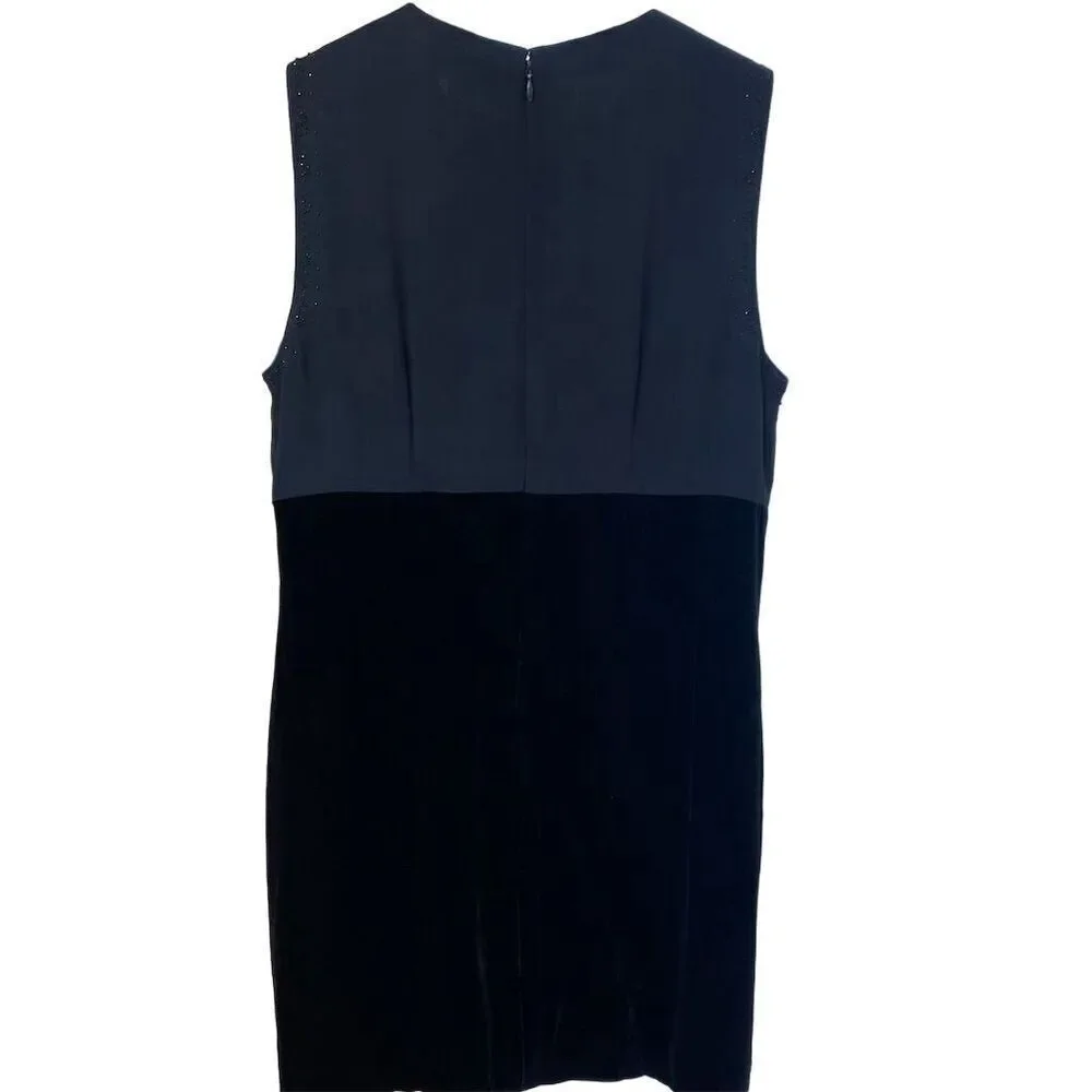 Vintage Ann Taylor Petite Beaded Silk velvet Size 12 Black Sleeveless Mini Dress - Picture 3 of 8